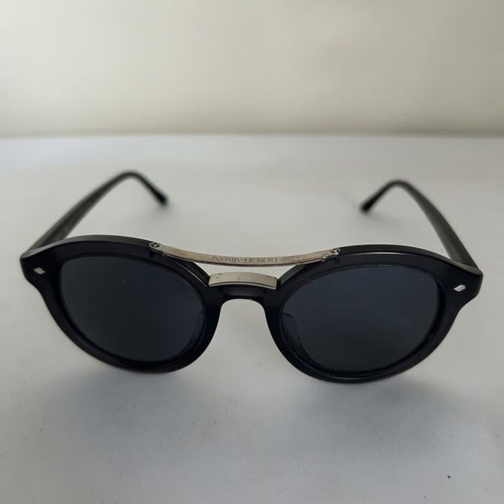 Giorgio Armani AR 8007-F Frames of Life Round Sunglasses Black Silver 46-21-145